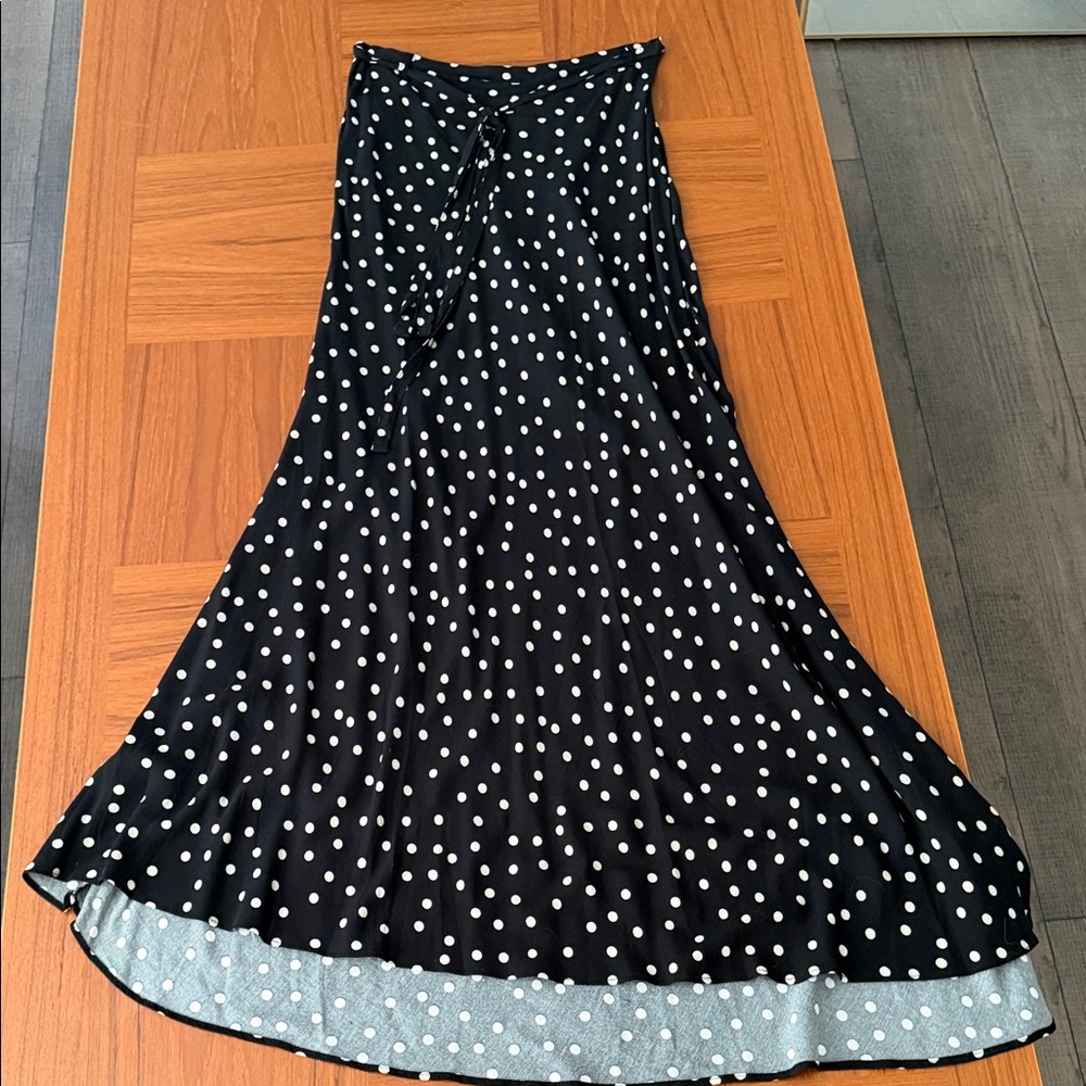 Free People Black and White Polka Dot Maxi Skirt